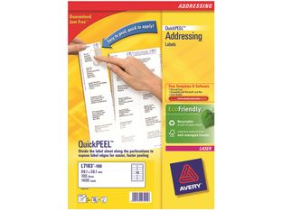 Avery QuickPEEL Recycled Labels - Adhésif permanent - blanc naturel - 38.1 x 99.1 mm 1400 étiquette(s) (100 feuille(s) x 14 étiquettes adresses