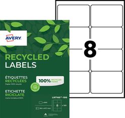 Avery QuickPEEL Recycled Labels - Adhésif permanent - blanc naturel - 67.7 x 99.1 mm 800 étiquette(s) (100 feuille(s) x 8 étiquettes adresses