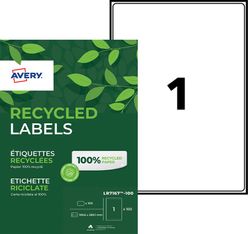 Avery QuickPEEL Recycled Labels LR7167 - Adhésif permanent - blanc naturel - 199.6 x 289.1 mm 100 étiquette(s) (100 feuille(s) x 1 étiquettes adresses