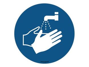 Take Care by CEP - Sticker de signalisation au sol : lavage des mains obligatoire - 45 cm de diamètre