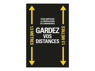 Pickup - Adhésif de signalisation au sol "gardez vos distances" - noir - 60 x 90 cm