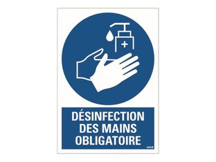 Pickup - Panneau polystyrène - Désinfection des mains obligatoire - 33 x 23 cm