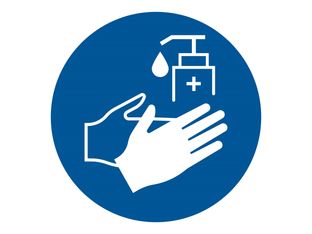 Pickup - Adhésif rond "désinfection des mains requise" - 15 cm de diamètre