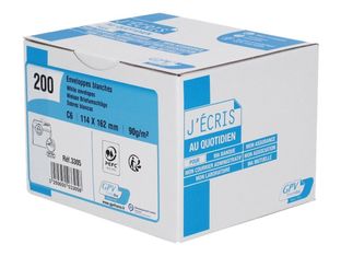 GPV - 200 Enveloppes C6 114 x 162 mm - 90 gr - sans fenêtre - blanc - bande adhésive ouverture rapide