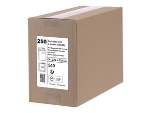 GPV - 250 Pochettes Enveloppes C4 229 x 324 mm - 90 gr - fenêtre 50x100 mm - kraft - bande adhésive