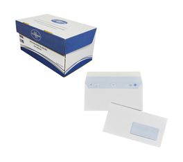 La Couronne - 200 Enveloppes DL 110 x 220 mm - 100 gr - blanc - fenêtre 45 x 100 mm - bande auto-adhésive