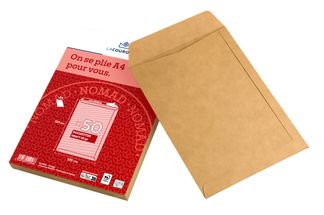 La Couronne - 50 Pochettes C4 229 x 324mm - 90 gr  - sans fenêtre - brun - bande auto-adhésive