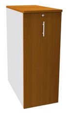 Caisson TOWER - L44 x H114 x P80 cm - 3 tablettes + 1 support DS réglable - structure blanc perle - dessus et façade imitation merisier