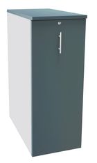 Caisson TOWER - L44 x H114 x P80 cm - 3 tablettes + 1 support DS réglable - structure blanc perle - dessus et façade bleu argile