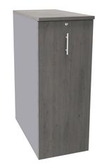 Caisson TOWER - L44 x H114 x P80 cm - 3 tablettes + 1 support DS réglable - structure alu - dessus et façade imitation chêne gris