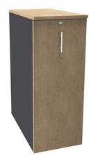 Caisson TOWER - L44 x H114 x P80 cm - 3 tablettes + 1 support DS réglable - structure anthracite - dessus et façade imitation chêne clair