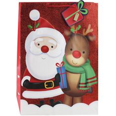 Clairefontaine Eurowrap - Sac cadeau - 33 cm x 15 cm x 45,5 cm -  pailleté Noël/rennes