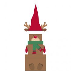 Clairefontaine Eurowrap - 3 Boîtes cadeau carrées - 15,5 x 12 cm - finition peluche rennes