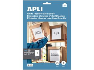 Apli Agipa - 10 Étiquettes adhésives blanches multi-usages - A4 (210 x 297 mm) - coins droits - réf 12917