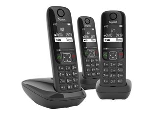Gigaset AS690A Trio - téléphone sans fil + 2 combinés supplémentaires - avec répondeur - noir