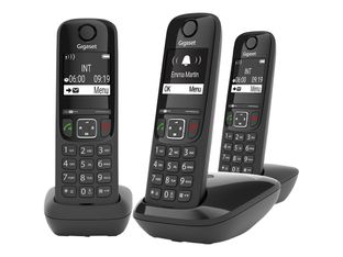 Gigaset AS690 Trio - téléphone sans fil + 2 combinés supplémentaires - noir