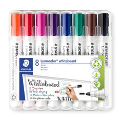 STAEDTLER LUMOCOLOR 351 - Pack de 8 marqueurs effaçables - pointe ogive - couleurs assorties