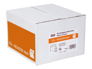 GPV - 500 Enveloppes C5 162 x 229 mm - 80 gr - sans fenêtre - blanc - bande adhésive