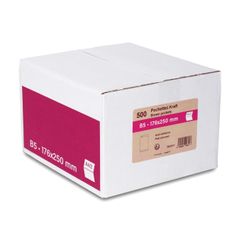 GPV - 500 Pochettes Enveloppes B5 176 x 250 mm - 90 gr - sans fenêtre - kraft - bande adhésive
