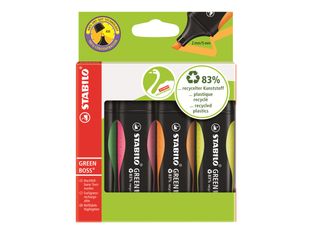 STABILO GREEN BOSS - Pack de 4 surligneurs - couleurs assorties