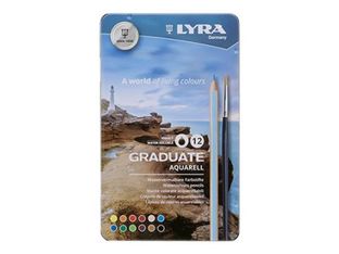 Lyra Graduate - 12 Crayons de couleur aquarellables - boîte métal