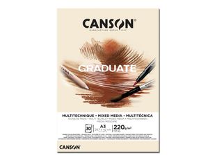 Canson Graduate Mix Media - Bloc dessin - 30 feuilles - A3 - 220 gr - naturel