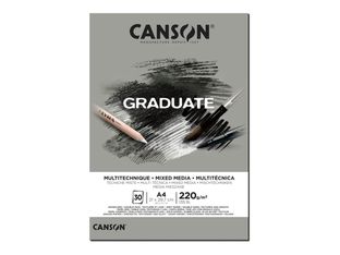 Canson Graduate Mix Media - Bloc dessin - 30 feuilles - A4 - 220 gr - gris