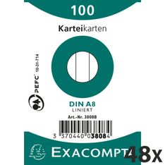 Exacompta - 40 Packs de 100 Fiches Bristol - 5,5 x 7,4 cm - lignées - non perforées - blanc