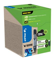 Pilot V BOARD MASTER - 10 Marqueurs effaçables + 10 recharges - pointe ogive - noir