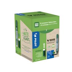 Pilot V BOARD MASTER - Pack de 10 Marqueurs effaçables + 10 Recharges - pointe ogive - vert