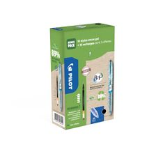 Pilot B2P - Pack de 10 Rollers + 10 Recharges - 0,7 mm - noir