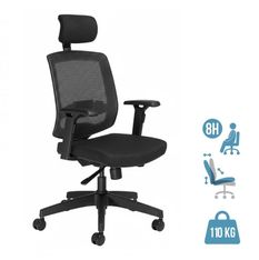 Fauteuil de bureau MALICE avec têtière - accoudoirs réglables - noir