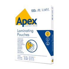 Fellowes Apex - 100 pochettes de plastifications A4 (216 x 303 mm) - 80 microns 