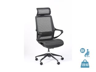 Fauteuil de bureau ergonomique ELVIRA - accoudoirs fixes - appuie-tête fixe - noir