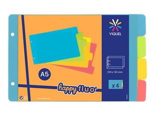 Viquel Happy Fluo - Intercalaire 4 positions - pour fiches Bristol 14,5 x 22,5 cm