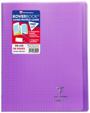 Clairefontaine Koverbook - Cahier polypro 24 x 32 cm - 48 pages - grands carreaux (Seyes) - violet