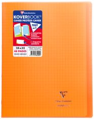 Clairefontaine Koverbook - Cahier polypro 24 x 32 cm - 48 pages - grands carreaux (Seyes) - orange