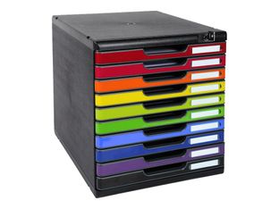 Exacompta Modulo Iderama - Module de classement 10 tiroirs - A4+ - noir/arlequin