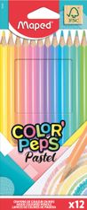 Maped Color'Peps Pastel - 12 Crayons de couleur - couleurs pastels assorties