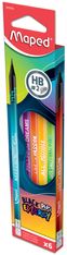 Maped Black'Peps Energy - 6 Crayons à papier - HB - embout gomme - couleurs assorties