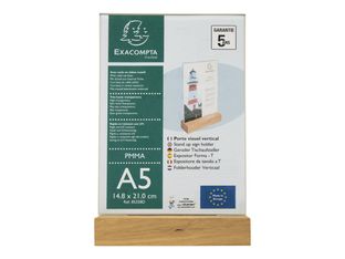 Exacompta - Porte-visuel avec socle en bois - A5 vertical - double face