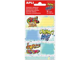 Apli Grafitis - 9 Étiquettes scolaires - 36 x 81 mm