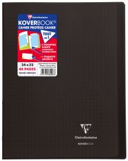 Clairefontaine Koverbook - Cahier polypro 24 x 32 cm - 48 pages - grands carreaux (Seyes) - noir