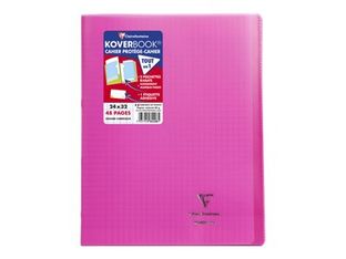 Clairefontaine Koverbook - Cahier polypro 24 x 32 cm - 48 pages - grands carreaux (Seyes) - rose