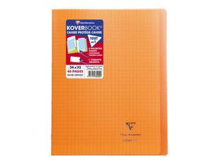 Clairefontaine Koverbook - Cahier polypro 24 x 32 cm - 48 pages - grands carreaux (Seyes) - orange