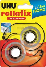 UHU rollafix - 2 Dévidoirs avec ruban de bureau transparent 15m