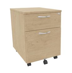 Caisson mobile IDRA/DUAL - L43 x H56 x P60 cm - 2 Tiroirs dont 1 dossier suspendu - Imitation Chêne clair