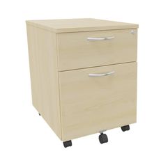 Caisson mobile IDRA/DUAL - L43 x H56 x P60 cm - 2 Tiroirs dont 1 dossier suspendu - Imitation Erable