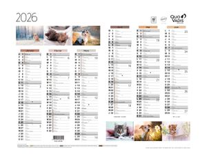 Quo Vadis - Calendrier Fantaisie 6 mois par face - 27 x 21 cm - animaux