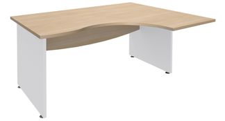 Bureau compact à droite DUAL - L180 cm - Pieds blanc - plateau imitation Chêne clair (Pieds de renfort ou caisson bout de bureau obligatoire à rajouter - non inclus)